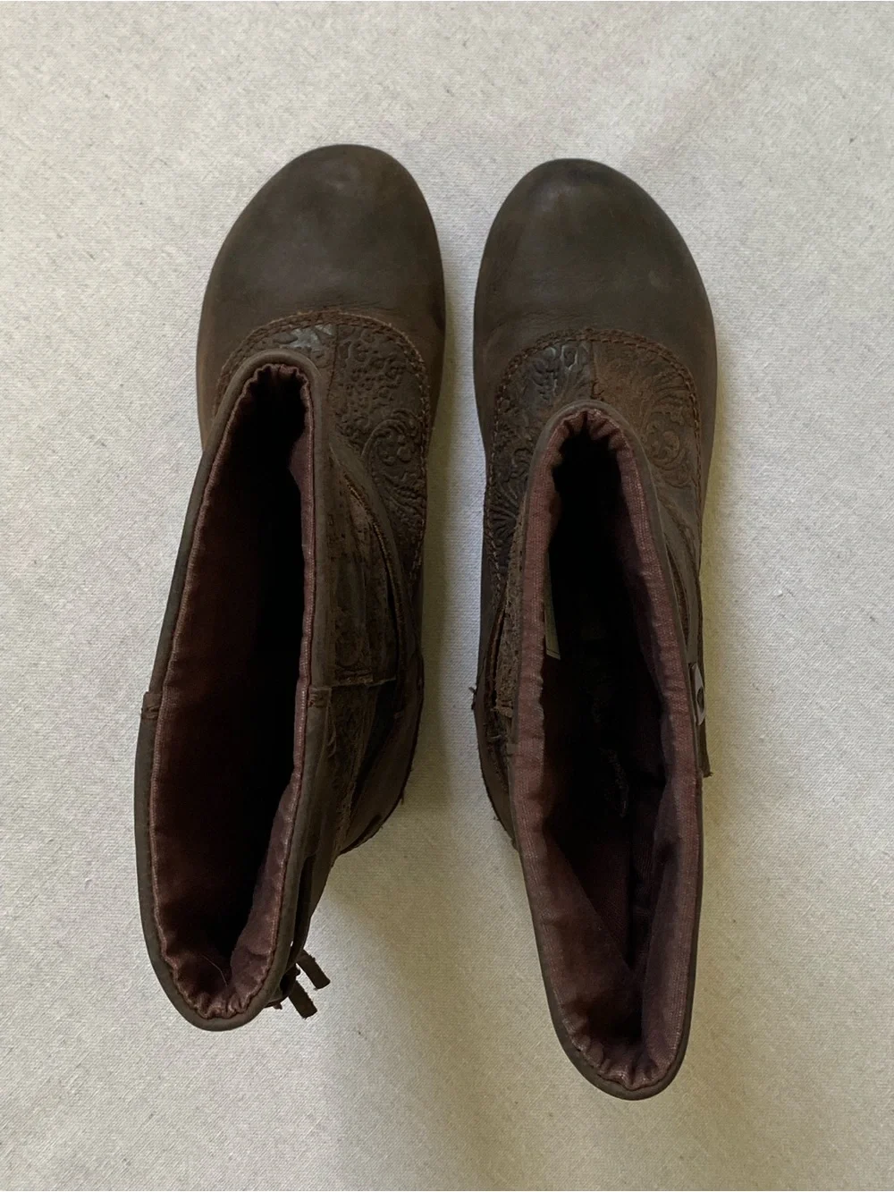 Merrell Haven Embossed Tooled Leather Brown Pull On Boot